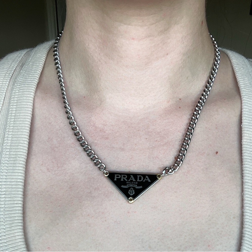 PRADA Triangle Necklace in Black